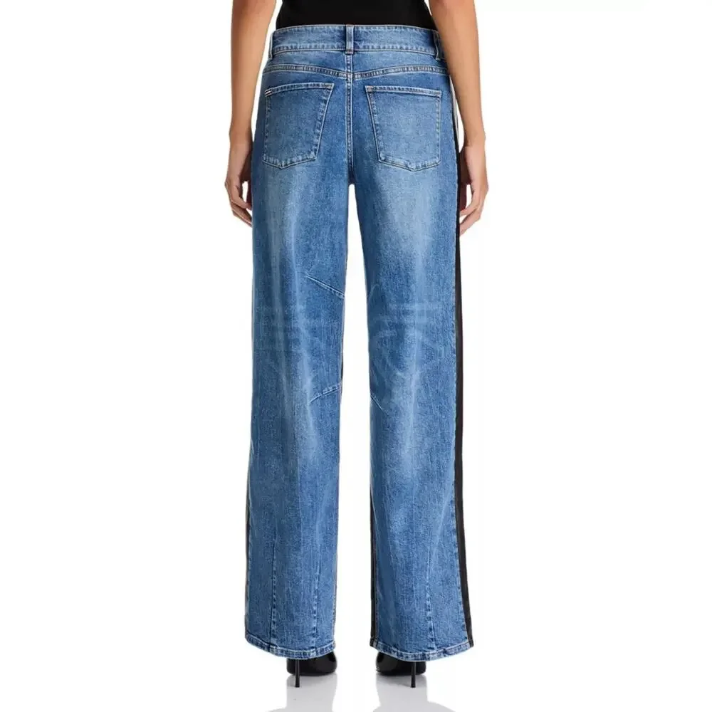 Alice and Olivia Women Brooklyn Blue High Rise Wide Balloon Leg Pants Size 31